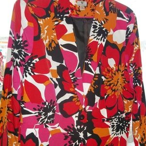 Red white and orange floral XL blazer Worthington